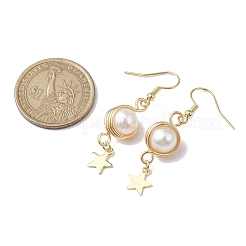 Серьги с натуральным искусственным жемчугом EJEW-JE05738-01