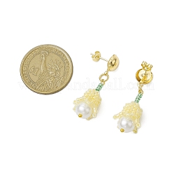 Boucles d'oreilles à tige en perles de verre faites à la main&nbsp;EJEW-MZ00277-03