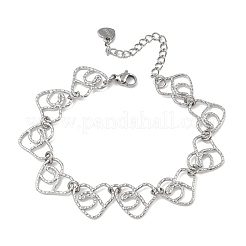 Hohlgehämmerte Gliederarmbänder aus Edelstahl 304 für Damen&nbsp;BJEW-F539-01B-P