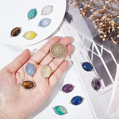 14 шт. 7 стиля латунных подвесок-соединителей из натуральных драгоценных камней&nbsp;G-FH0001-79