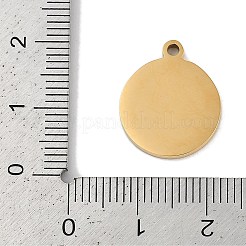 イオンプレーティング（IP）304ステンレスペンダント  パドレ・ピオのチャームが付いたフラットラウンド  ゴールドカラー  18x15x2mm  穴：1.6mm&nbsp;STAS-M080-12G-01