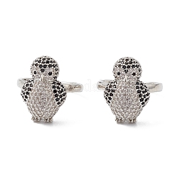 Кольцо-манжета с пингвином из прозрачного и черного кубического циркония&nbsp;RJEW-M146-05P