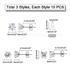 15 пара 3 стилей сережек-гвоздиков из кубического циркония STAS-UN0022-47