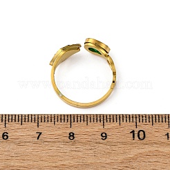 Нержавеющая сталь 304 со стразами и стеклянными манжетными кольцами&nbsp;RJEW-Q020-04G