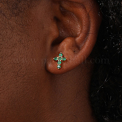 Exquisite Ohrstecker aus Messing mit Zirkonia in Kreuzform&nbsp;LS-GX6224
