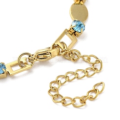 Браслеты-цепочки из нержавеющей стали 304 с аквамариновыми стразами для женщин BJEW-G712-13C-03