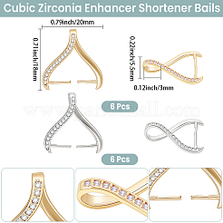 12 Stück 2 Farben Rack-Beschichtung Messing Micro Pave Zirkonia Eispickel Klemmbügel&nbsp;KK-BBC0024-61