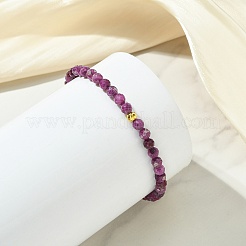 Braccialetti elasticizzati con pietre preziose naturali e perline di ottone per uomo e donna&nbsp;BJEW-JB13942