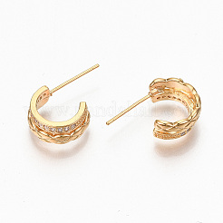 Серьги-кольца из латуни с прозрачным кубическим цирконием и прозрачным паве&nbsp;KK-R117-034B-NF