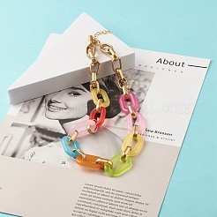 Collier de chaîne de câble en acrylique bicolore pour adolescente femme&nbsp;NJEW-JN03758