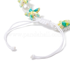 Браслеты из бисера и бусин для женщин из искусственного бисера и искусственного жемчуга из окрашенной синтетической бирюзы и АБС-пластика BJEW-JB11906