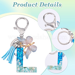 1шт брелок с буквами из смолы и акриловой бабочкой с кисточкой&nbsp;KEYC-GF0001-19A