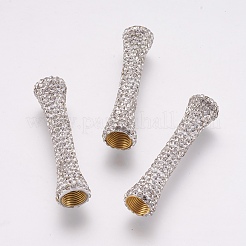 樹脂粘土ラインストーンチューブビーズ  真鍮パーツ  ゴールドカラー  クリスタル  41x9mm  穴：2~6mm&nbsp;RB-K054-10B