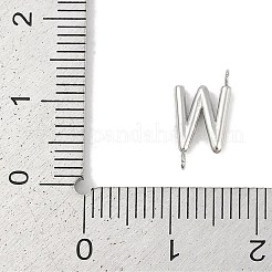 304ステンレススチールレターコネクタチャーム  ステンレス鋼色  文字W  12x6.5x2mm  穴：1.2mm&nbsp;LS-STAS-M108-01P-23