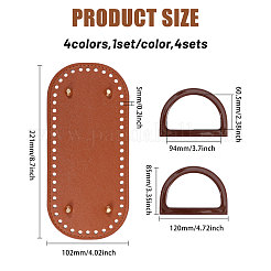 8 Stück Taschengriffe aus Harz in 4 Farben & 4 Stück ovale Pads zum Formen von Nägeln aus PU-Leder in 4 Farben zum Stricken und Häkeln von Taschen&nbsp;PURS-GL0001-04