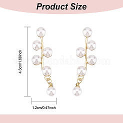 1 пара сережек-гвоздиков из АБС-пластика с имитацией жемчуга и бусинами в виде веток листьев EJEW-AN0001-51