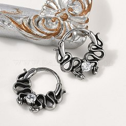 Серьги-кольца в форме змеи из хирургической нержавеющей стали 316 с прозрачным кубическим цирконием EJEW-G416-39AS