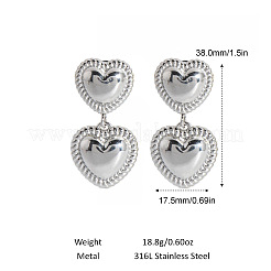 Серьги-гвоздики в форме сердца из нержавеющей стали 304 CY2575-2