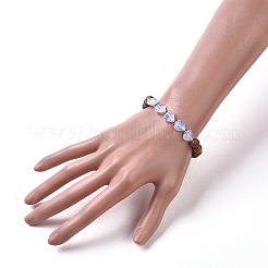 Pulseras elásticas de corazón opalita&nbsp;BJEW-JB04841-04