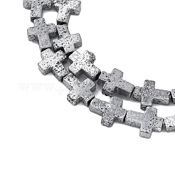 Galvanisierte natürliche Lavasteinperlenstränge&nbsp;G-A256-A01-01D