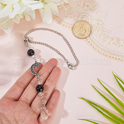 Подвесные украшения из натурального обсидиана и сплава&nbsp;HJEW-WH20009-03B