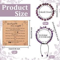 2шт. набор из 2-х браслетов из натурального аметиста с бусинами BJEW-OC0001-12