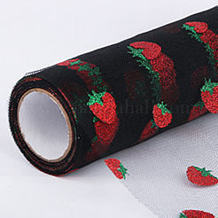 Glänzende Erdbeer-Glitzer-Polyester-Tüllröllchen&nbsp;DIY-WH0204-68B