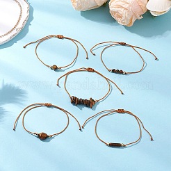5 pulsera de cuentas trenzadas de ojo de tigre natural de 5 estilos&nbsp;BJEW-JB11681-02