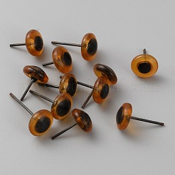 ガラス工芸ニードルフェルトの目  鉄のピン付き  人形作りアクセサリー  半円  チョコレート  21x9.5mm&nbsp;DOLL-WH0002-07G-02