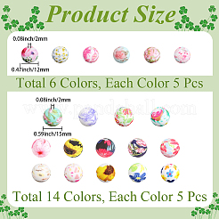 100 pz 20 colori stampati perline focali rotonde in silicone&nbsp;SIL-PA0001-41