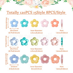 120 шт. 15 стильных прозрачных и непрозрачных акриловых бусинок OACR-BT0001-03