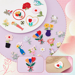 2 комплект из 2-х видов цветочных компьютерных вышитых накладок на ткань для пришивания и утюжки DIY-GA0007-58