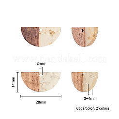 Pendentifs en résine transparente et bois de noyer&nbsp;RESI-CJ0001-46