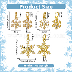 12 Stück 3 Stile Messing Micro Pave klare Zirkonia Anhänger&nbsp;KK-ME0004-65