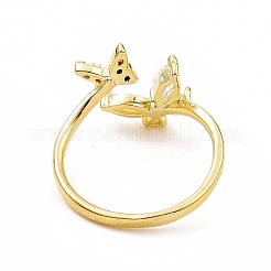 Открытое кольцо-манжета с бабочкой из прозрачного кубического циркония&nbsp;RJEW-B028-26G