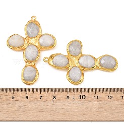 Большие ограненные подвески из натурального радужного лунного камня&nbsp;KK-H516-27G-03