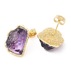 Латунная серьга-гвоздик с реечным покрытием KK-C033-02G