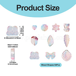 64 шт. прозрачные стеклянные бусины градиентного цвета&nbsp;GLAA-TA0003-48F