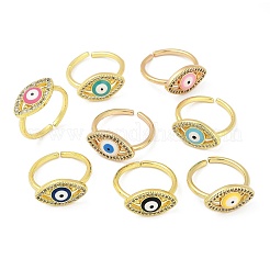 Кольца-манжеты из латуни с микропаве из прозрачного кубического циркония и эмалью для женщин RJEW-L113-043G