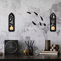 Настенный деревянный подсвечник в стиле бохо AJEW-WH0379-004