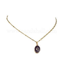 Ovaler Anhänger aus Messing mit natürlichem Amethyst&nbsp;NJEW-JN06046