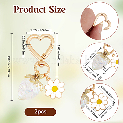 2 шт. цветочный сплав эмаль с акриловым брелоком в виде клубники&nbsp;KEYC-BBC0001-06B