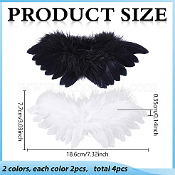 4 paire d'ailes en plumes bicolores pour poupées miniatures&nbsp;DIY-ME0003-63