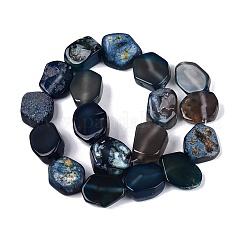 染め加工天然石瑪瑙ビーズ連売り  ナゲット  マリンブルー  15~28x13~25x5~17mm  穴：1.2~1.8mm  約18個/連  13.39~14.96インチ（34~38cm）&nbsp;G-Q606-23E-02