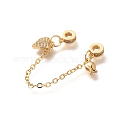 Европейские защитные цепи из латуни с прозрачным кубическим цирконием и подвесками в виде сердца и розы KK-C085-16G