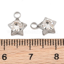201ステンレススチールラインストーンペンダント  スターのチャーム  ステンレス鋼色  クリスタル  10x7.5x4mm  穴：2mm&nbsp;RB-CBABFDA-13P-01