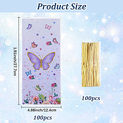 100 pz sacchetti per imballaggio di caramelle in cellophane opp stampati a farfalla&nbsp;ABAG-WH20005-42