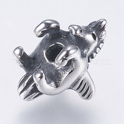 304ステンレススチールビーズ  馬/ユニコーン  アンティークシルバー  16x8x10mm  穴：2mm&nbsp;STAS-I069-21AS