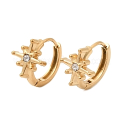 Pendientes de aro con estrella de acero inoxidable 304 y rhinestone&nbsp;EJEW-P344-07G