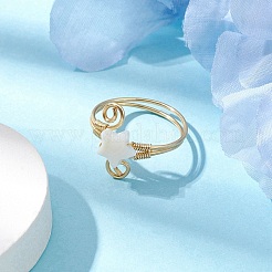 Кольцо-манжета из натуральной ракушки&nbsp;RJEW-JR00645-01